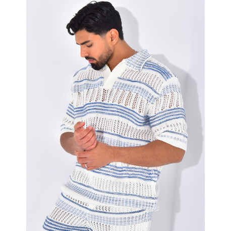 Ensemble pantalon et polo ajouré