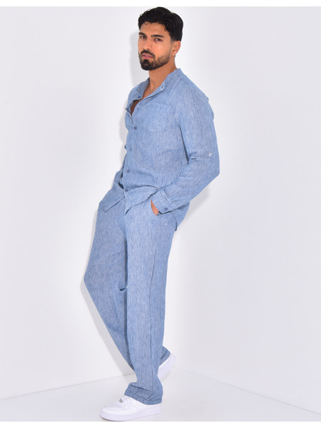 Ensemble pantalon et chemise en lin