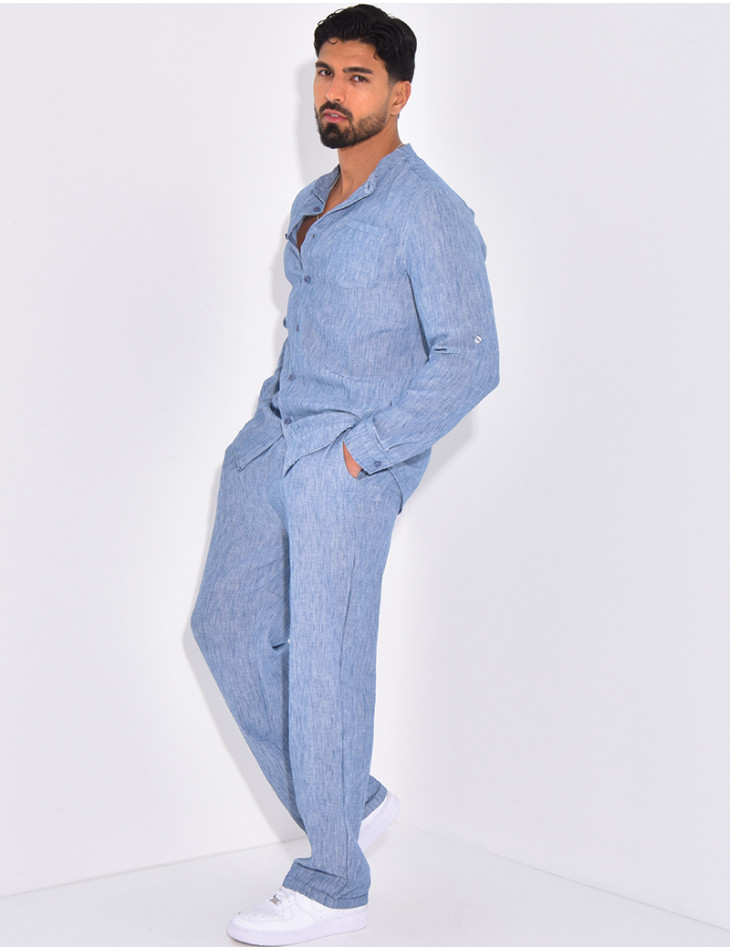 Ensemble pantalon et chemise en lin