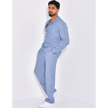 Ensemble pantalon et chemise en lin