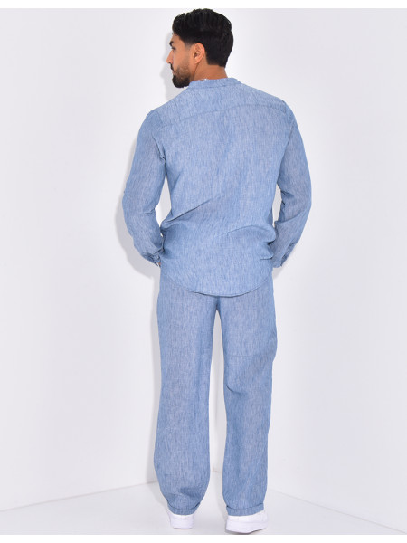 Ensemble pantalon et chemise en lin