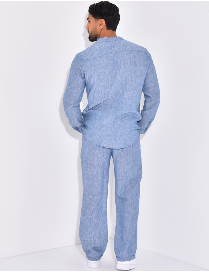 Ensemble pantalon et chemise en lin