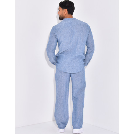 Ensemble pantalon et chemise en lin