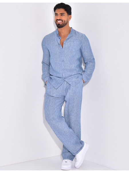 Ensemble pantalon et chemise en lin