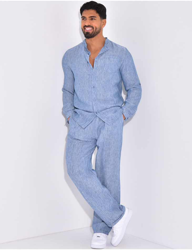 Ensemble pantalon et chemise en lin