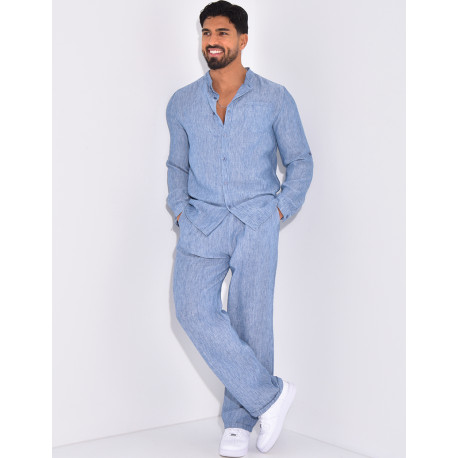 Ensemble pantalon et chemise en lin