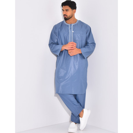 Qamis Pakistanais long satiné