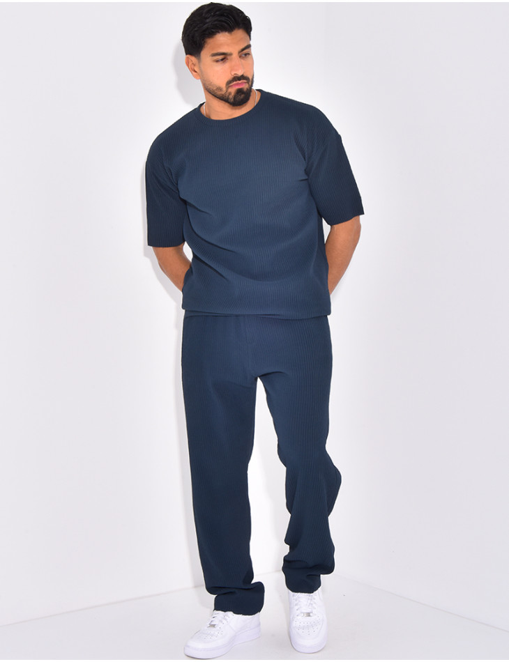 Trousers and ribbed t-shirt set