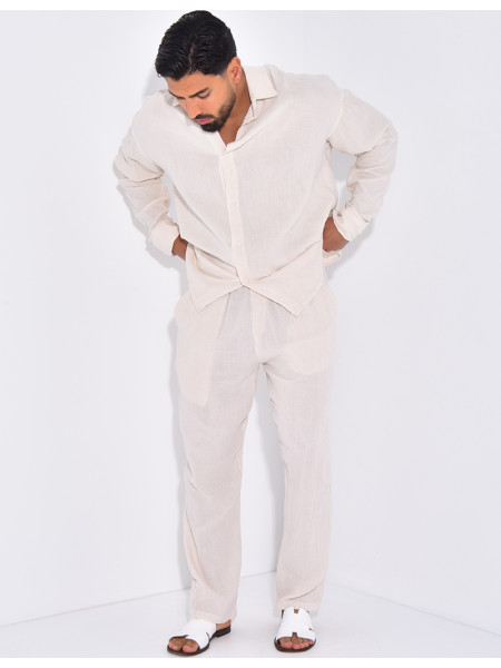 Ensemble pantalon et chemise gaz de coton