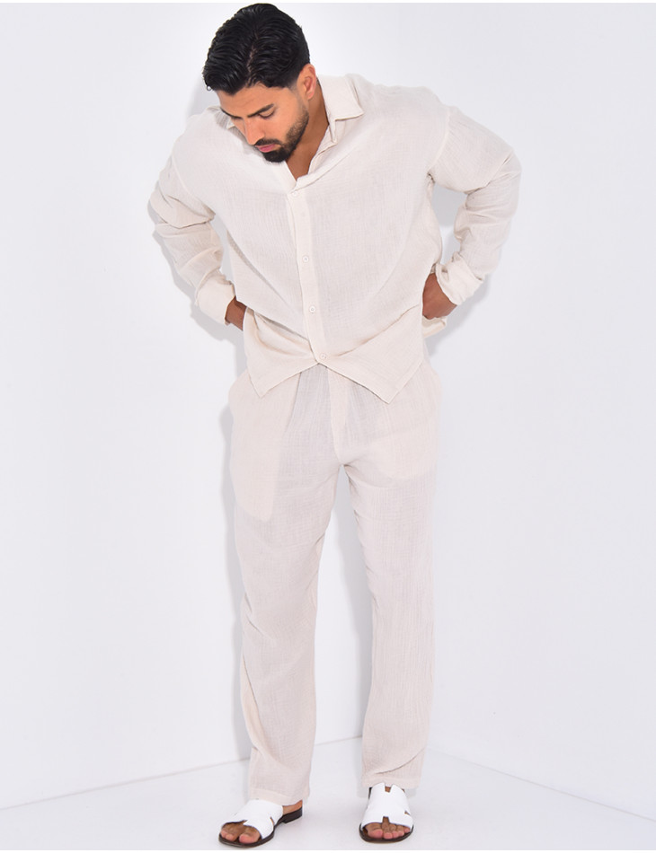 Ensemble pantalon et chemise gaz de coton