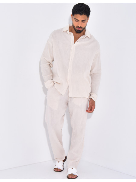 Ensemble pantalon et chemise gaz de coton