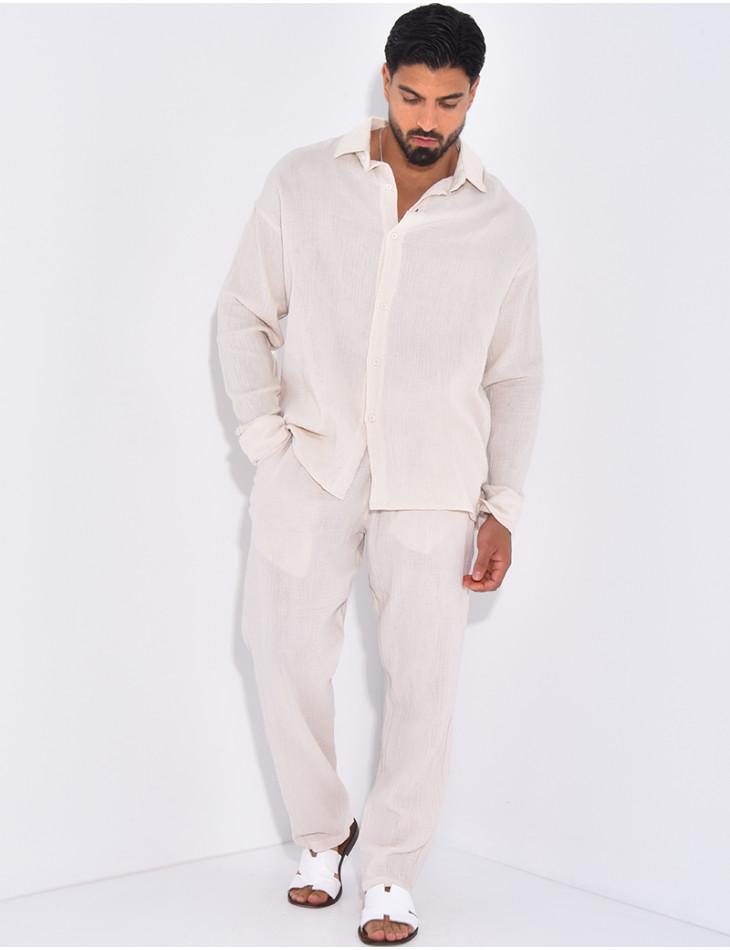 Ensemble pantalon et chemise gaz de coton