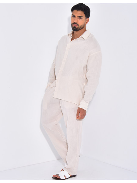 Ensemble pantalon et chemise gaz de coton