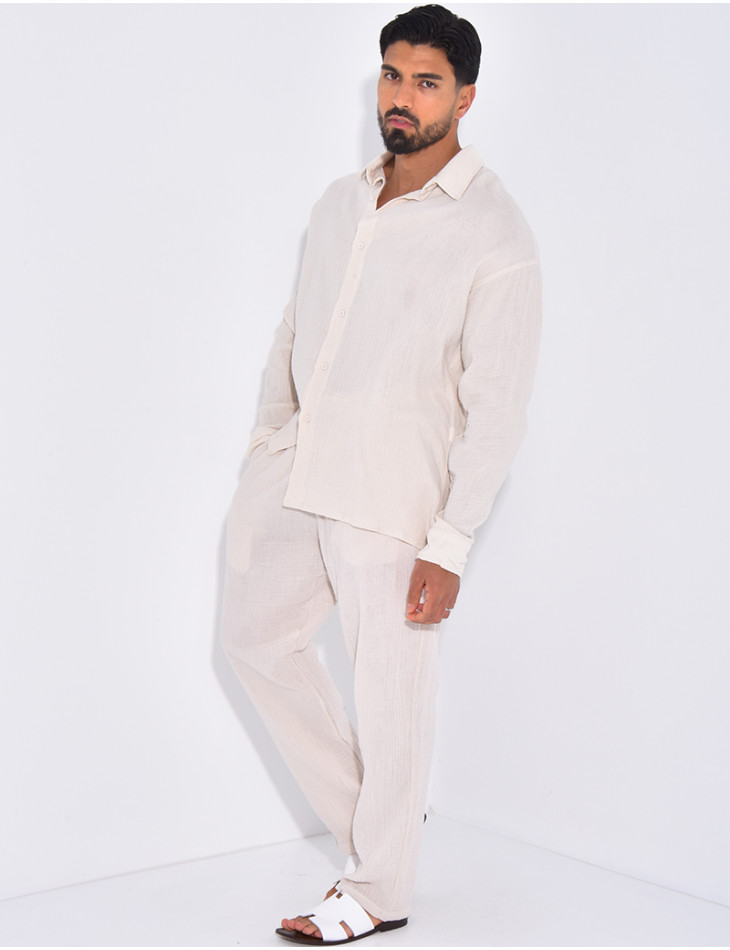 Ensemble pantalon et chemise gaz de coton