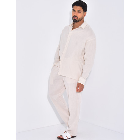 Ensemble pantalon et chemise gaz de coton