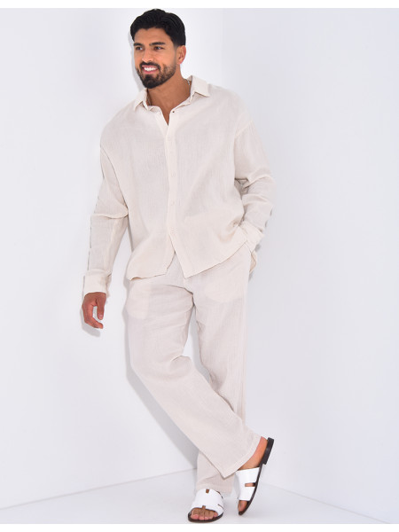 Ensemble pantalon et chemise gaz de coton