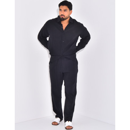 Ensemble pantalon et chemise gaz de coton