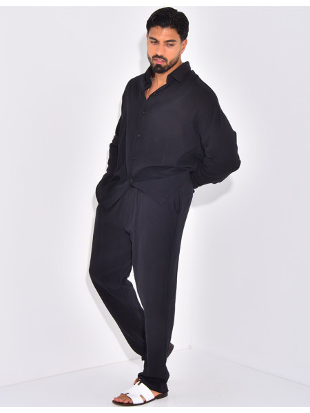 Ensemble pantalon et chemise gaz de coton