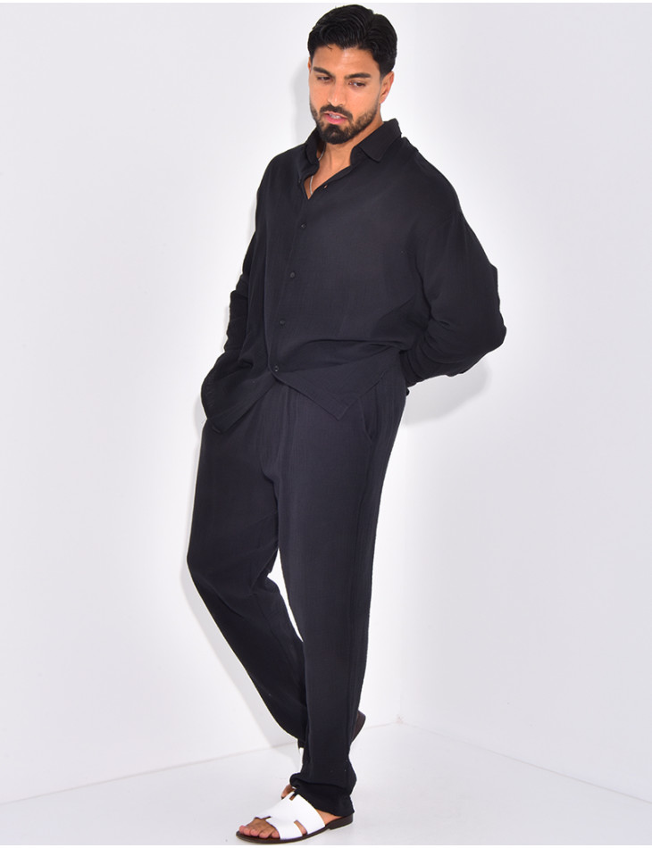 Ensemble pantalon et chemise gaz de coton