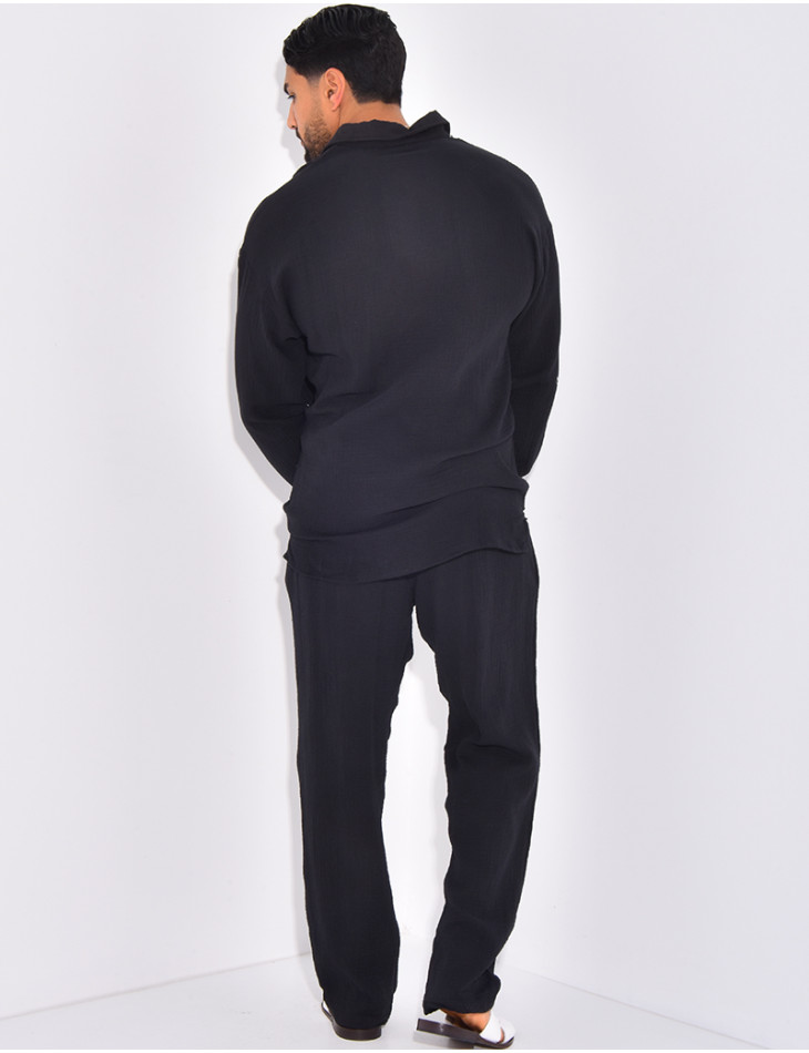 Ensemble pantalon et chemise gaz de coton