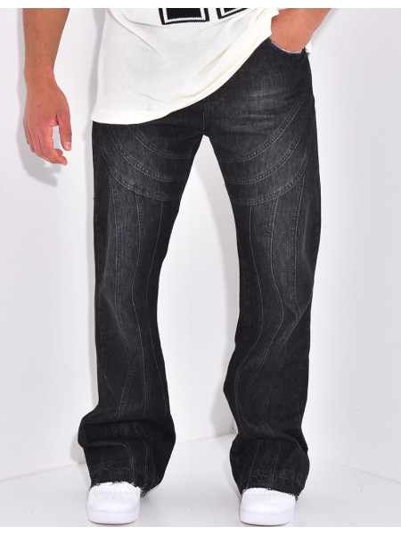 Jeans destroy à fermeture éclaire aux chevilles