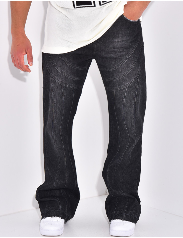 Jeans destroy à fermeture éclaire aux chevilles