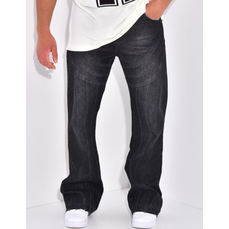 Jeans destroy à fermeture éclaire aux chevilles