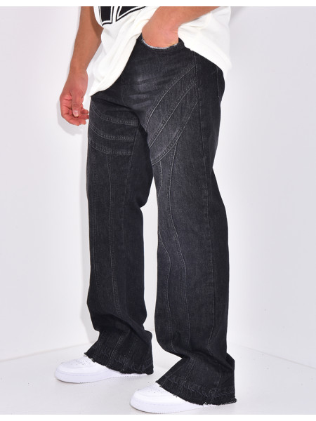 Jeans destroy à fermeture éclaire aux chevilles