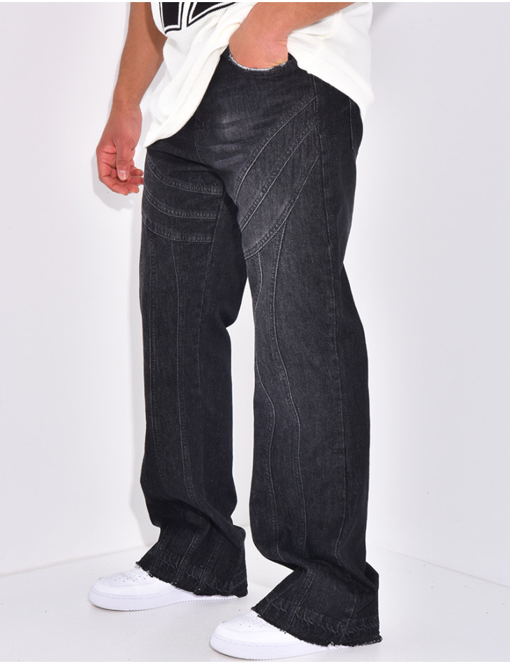 Jeans destroy à fermeture éclaire aux chevilles