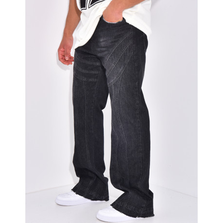 Jeans destroy à fermeture éclaire aux chevilles