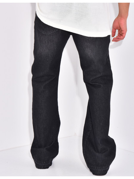 Jeans destroy à fermeture éclaire aux chevilles