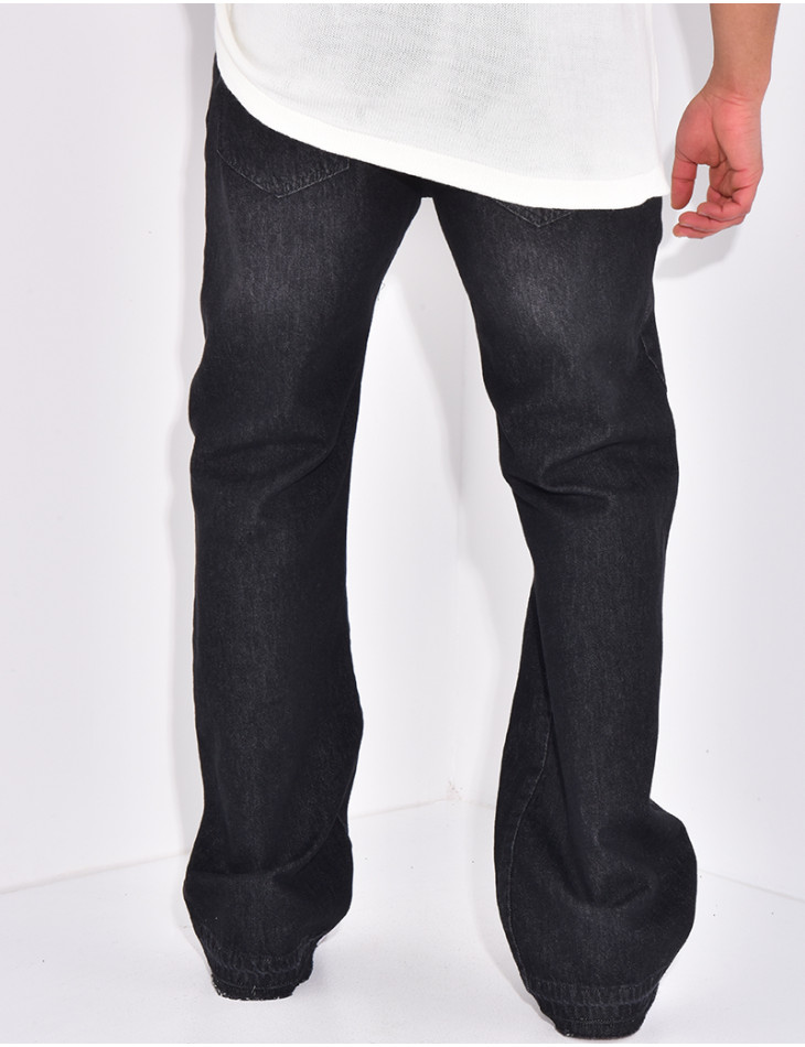 Jeans destroy à fermeture éclaire aux chevilles