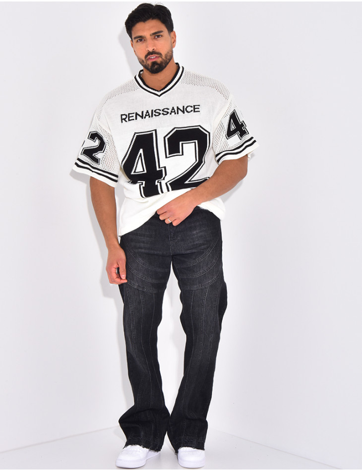 Jeans destroy à fermeture éclaire aux chevilles