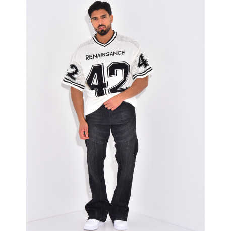 Jeans destroy à fermeture éclaire aux chevilles