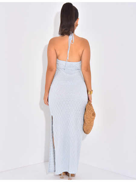 Robe de plage dos nu en crochet scintillante