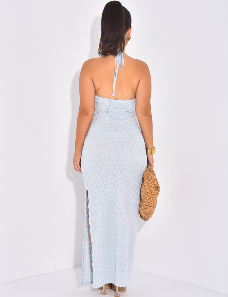 Robe de plage dos nu en crochet scintillante