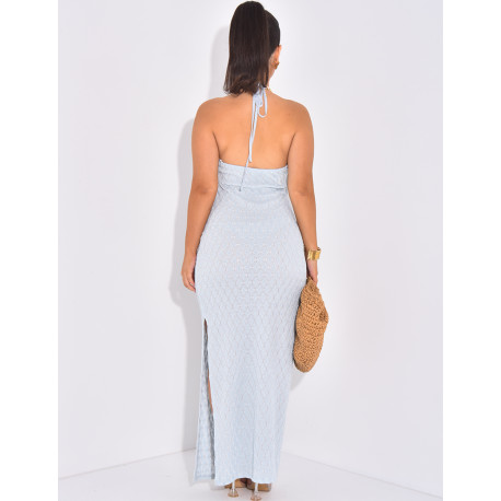 Robe de plage dos nu en crochet scintillante