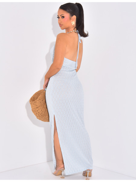 Robe de plage dos nu en crochet scintillante