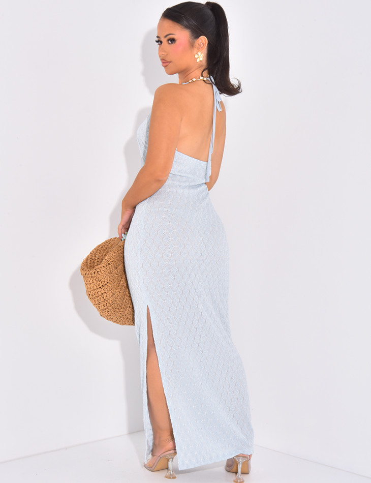 Robe de plage dos nu en crochet scintillante