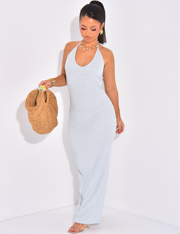 Robe de plage dos nu en crochet scintillante