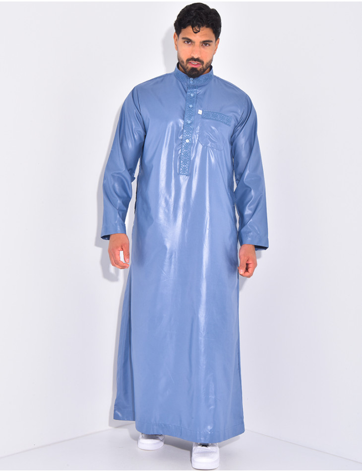 Ensemble de qamis à coutures contrastantes