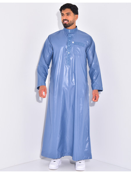 Ensemble de qamis à coutures contrastantes