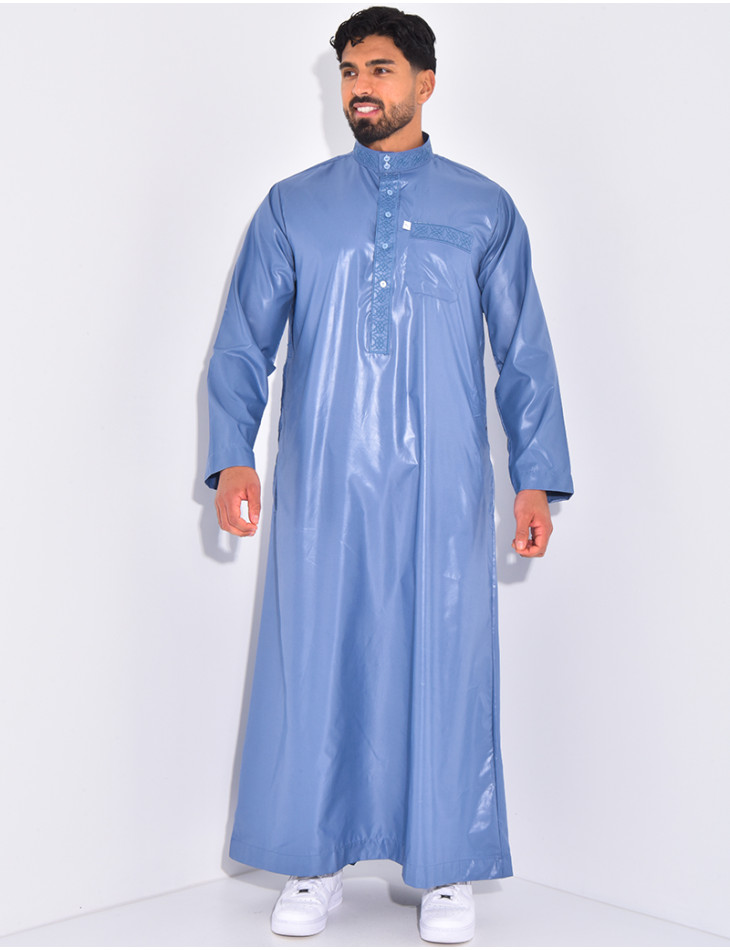 Ensemble de qamis à coutures contrastantes