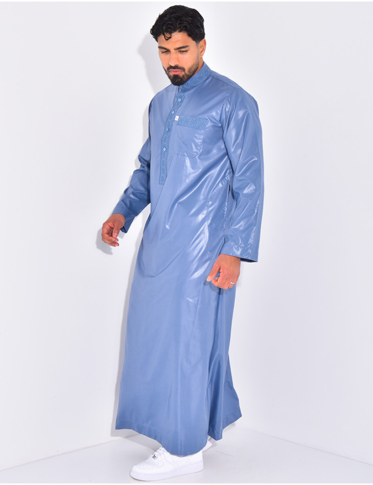 Ensemble de qamis à coutures contrastantes