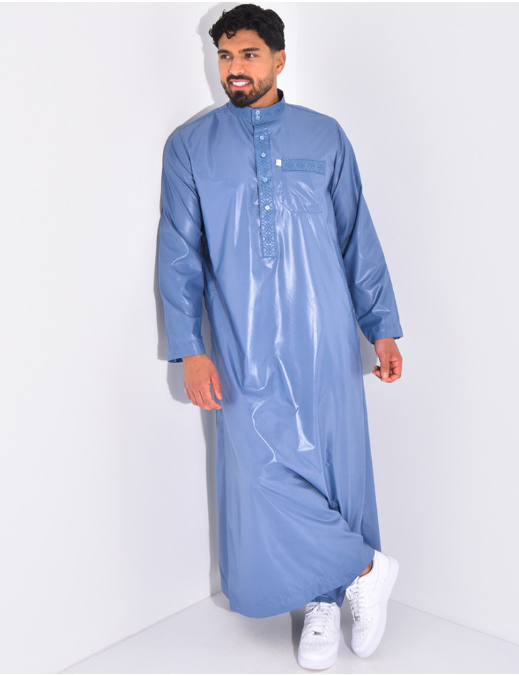 Ensemble de qamis à coutures contrastantes