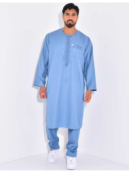 Ensemble de qamis à coutures contrastantes