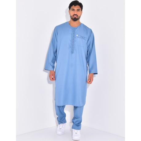 Ensemble de qamis à coutures contrastantes