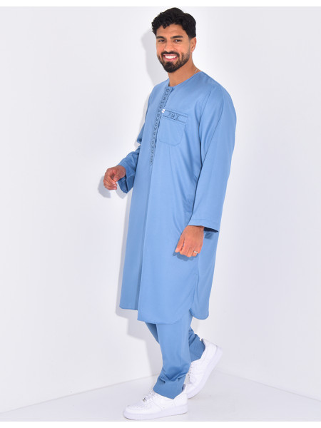 Ensemble de qamis à coutures contrastantes