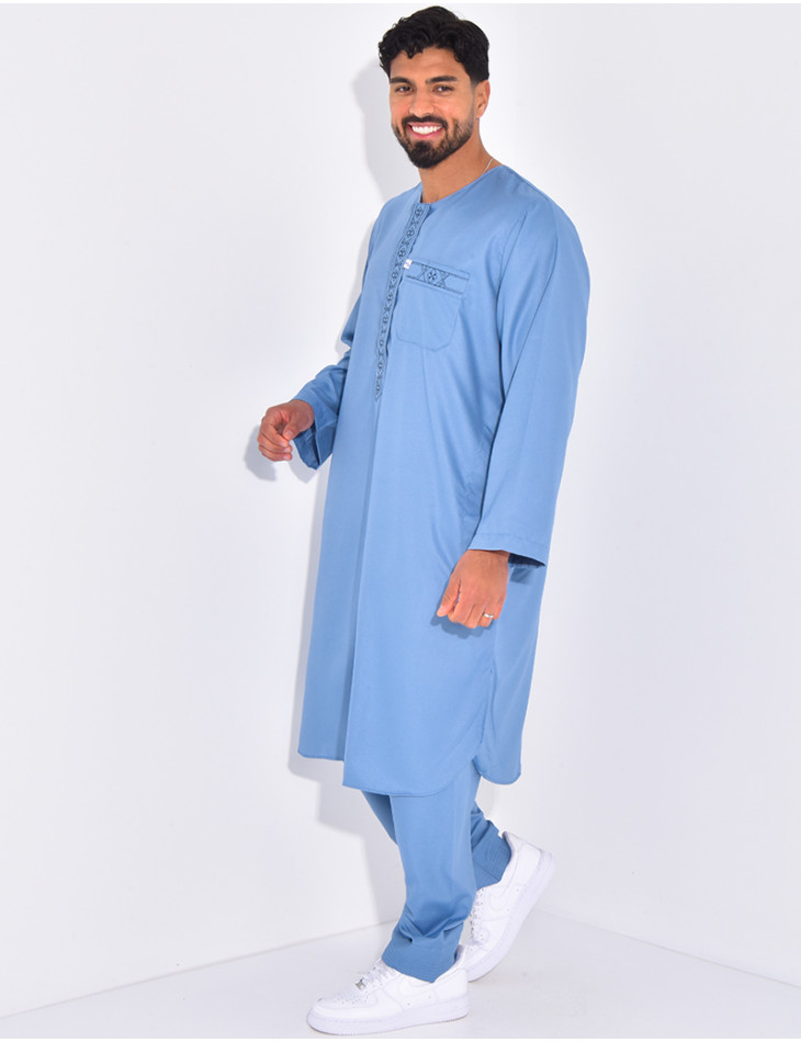 Ensemble de qamis à coutures contrastantes