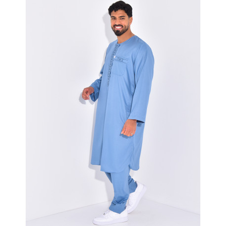 Ensemble de qamis à coutures contrastantes